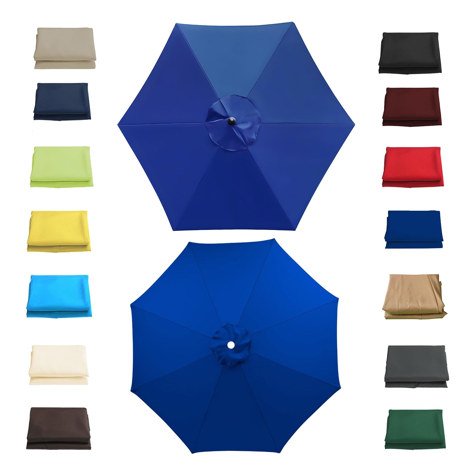 Garden Parasol Replacement Canopy Waterproof, 2m 2.30m 2.7m 3.0m Replacement Parasol Canopy Cover for Patio Pool Outdoor, Anti-UV Strong Sunshade Umbrella Cloth for 6/8 Ribs(Royal blue,2.7m/8 Arms)
