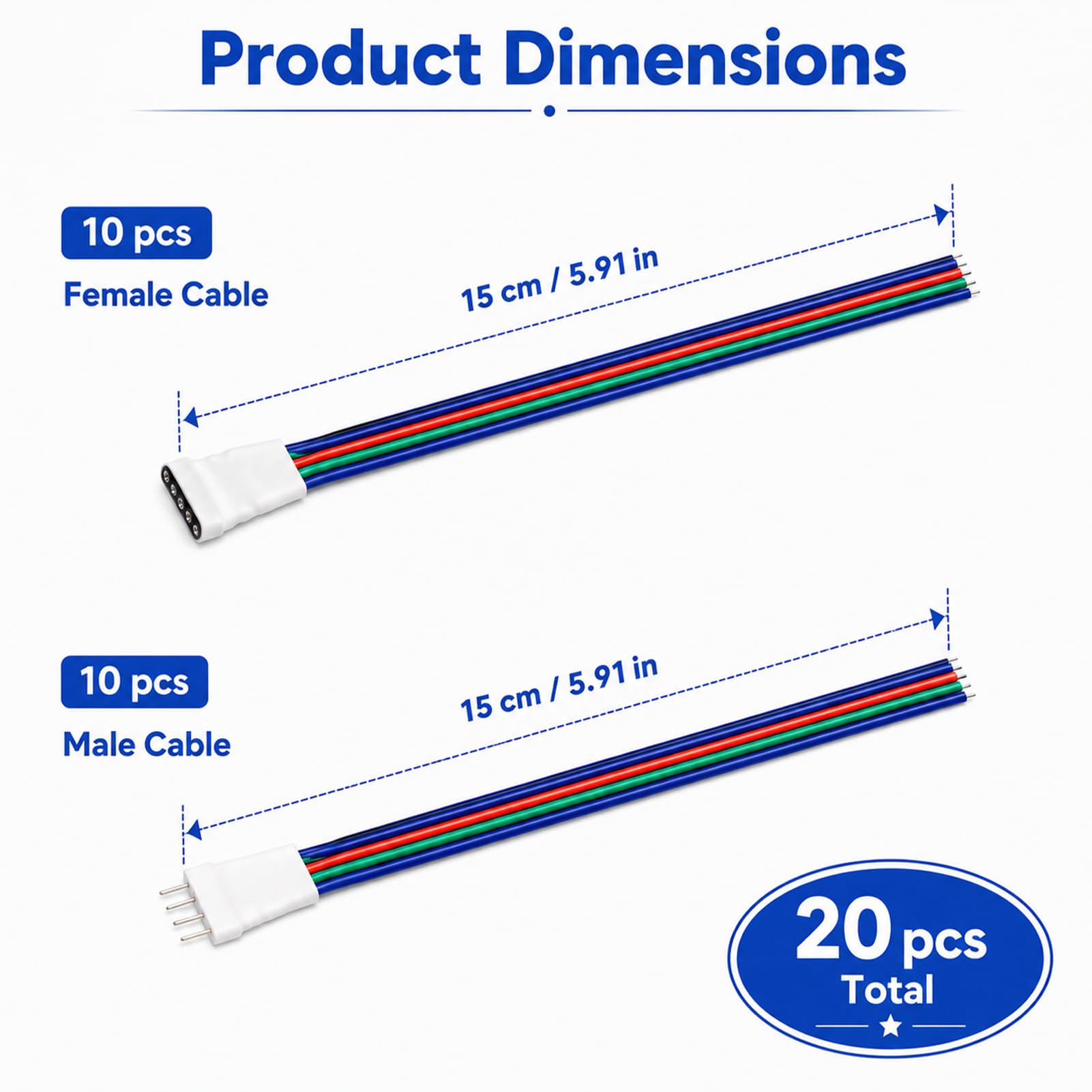 10 Paar 5Pin SM JST Stecker, 5Pin SM JST Buchse Kabel 15cm 22AWG für RGBW RGBWW LED Streifen, 5 Pol Anschlusskabel Verlängerung Verbinder für 5050 LED Lichtleiste Controller Beleuchtung DIY Projekt