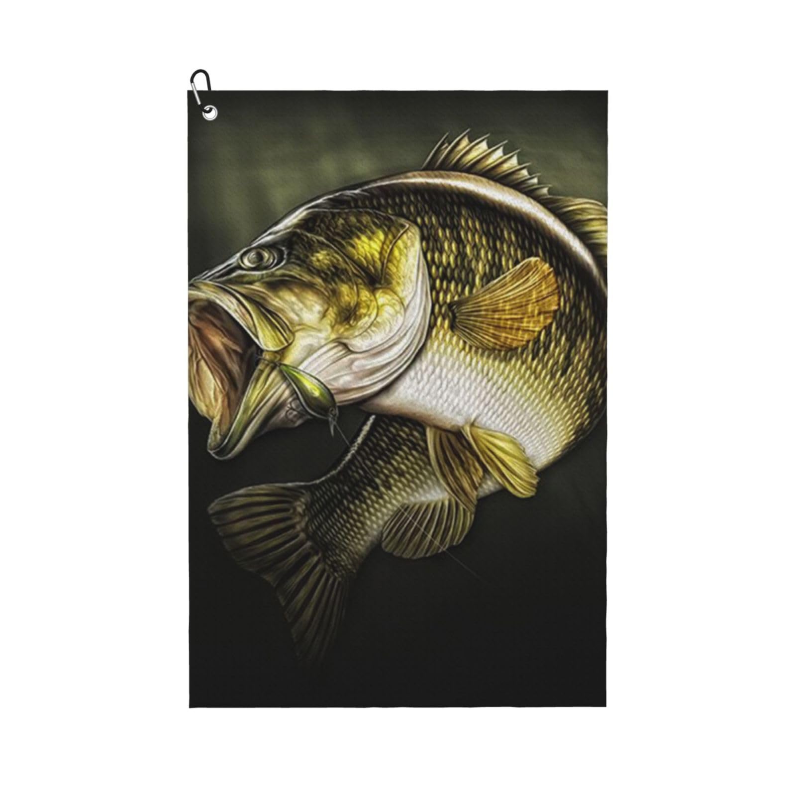 Hnnkloy Fish Pattern, 16x24 in Portable Waffle Golf Towels with Carabiner Clip for Golf Bag