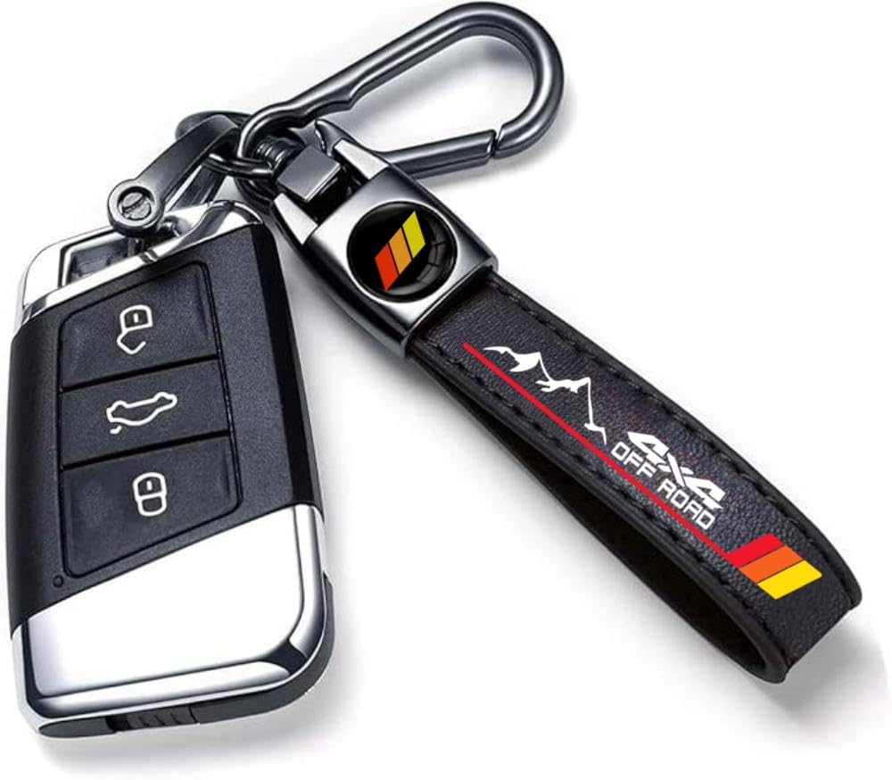 Tri-Color off road Leather Metal Car Key Chain Keyring Accessories, Keychain Keyring Family Present Car Accessories - Image 2