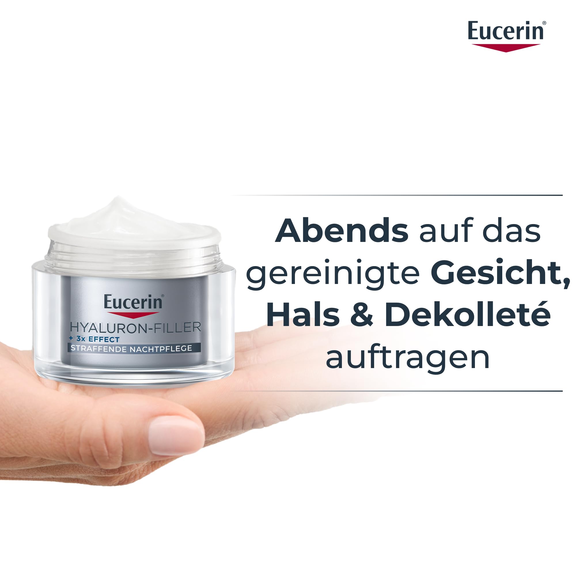 Eucerin Hyaluron-Filler + 3x Effect Nachtpflege Nachfüllkapsel 50 ml, straffende Gesichtscreme regeneriert die Haut über Nacht und mildert Falten, Anti Aging Creme mit Hyaluronsäure