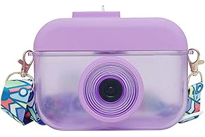 ORIJOYNA Fun Water Bottle with Camera Shape and Adjustable Shoulder Straps