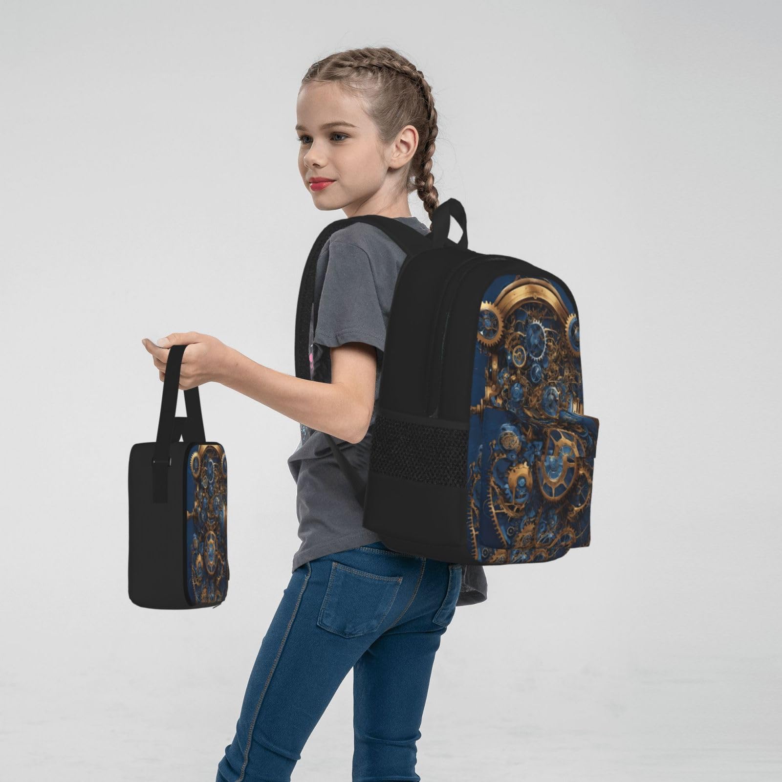 Zaino, borsa portapranzo, astuccio, set da 3 pezzi, per lavoro e