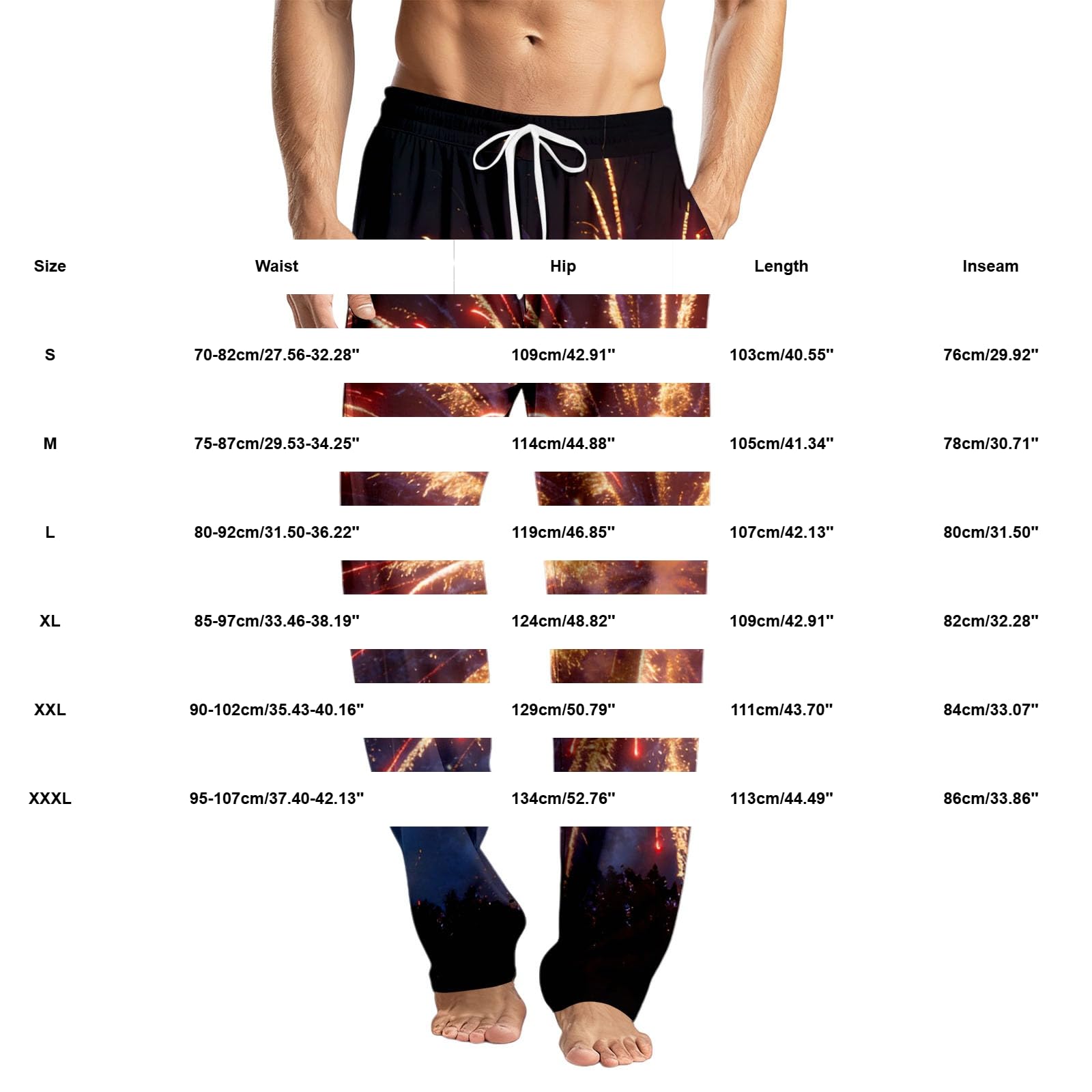Generisch Pantalon de pyjama en flanelle pour homme avec motif