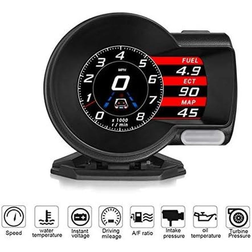 Riloer Herramienta de diagnóstico OBD2 con 6 modos de visualización de coche, velocímetro digital compatible con vehículos equipados con OBD-II