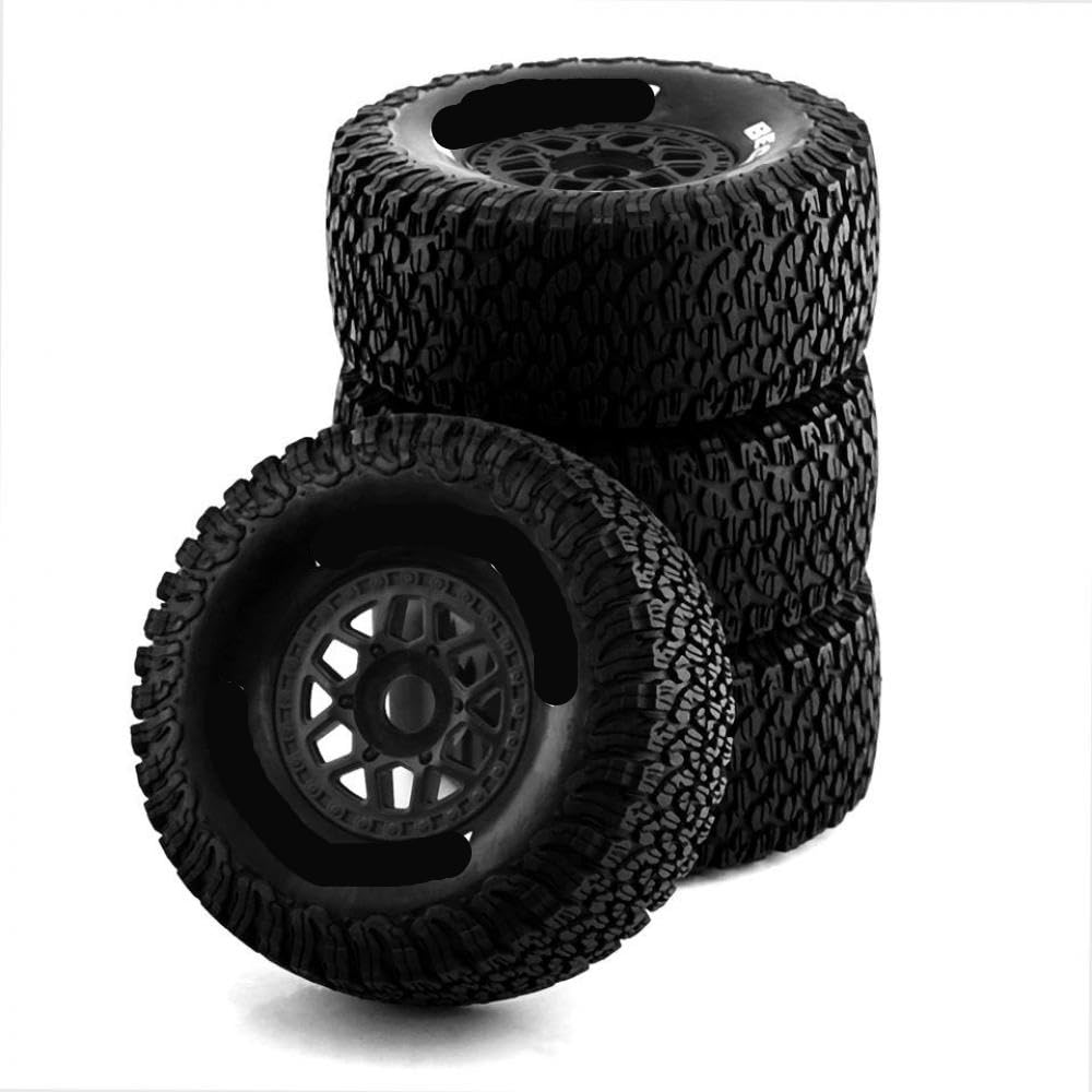 4Pcs 138mm 1/7 Desert Short Course Tires with 17mm Hex Wheels Compatible With Mojave UDR Yikong DF7 FS Off-Road Buggy RC Cars(Black 4pcs)