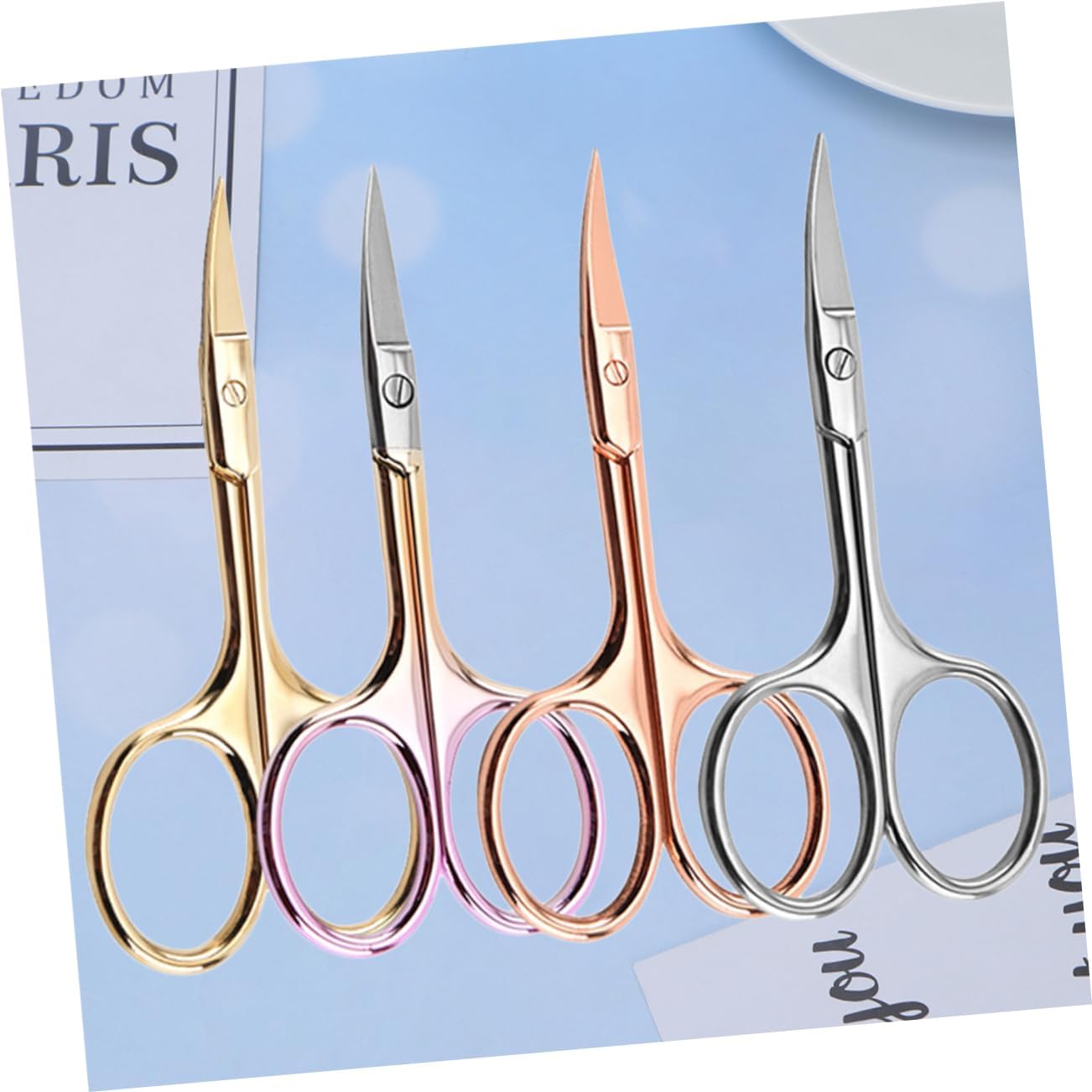 Outanaya 4pcs Colorful Stainless Steel Beard Scissors for Mustache Trimming Durable Shears for Men Grooming at Home Barber Shop Random Colors