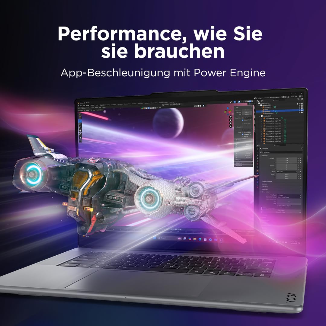 Lenovo Yoga Pro 9i Aura Edition Laptop | 16"3.2K OLED Touch Display | Intel Core Ultra 9 386H | 32GB RAM | 1TB SSD | NVIDIA GeForce RTX 5060 | Windows 11 | QWERTZ | Thunder Grau | 3 Jahre Premium Care