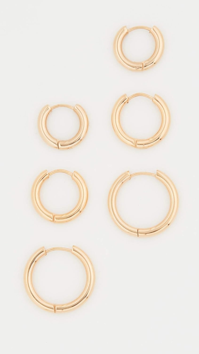 SHASHI Women's Triplès Hoops, Yellow Gold, One Size - Image 2
