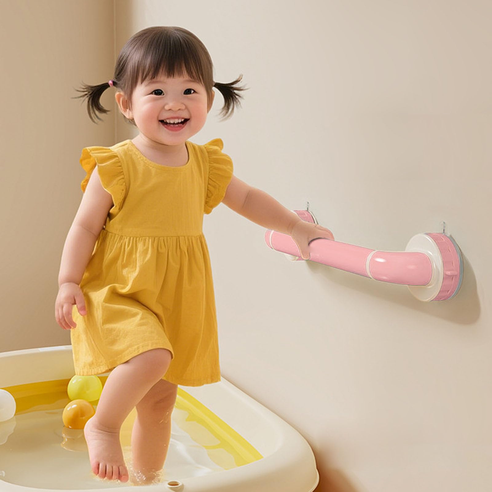 Robuster Duschgriff, Rutschfester 14,37-Zoll-Haltegriff für Badewannen und Duschen, Badezimmer-Haltegriff für Babys und (Rosa)