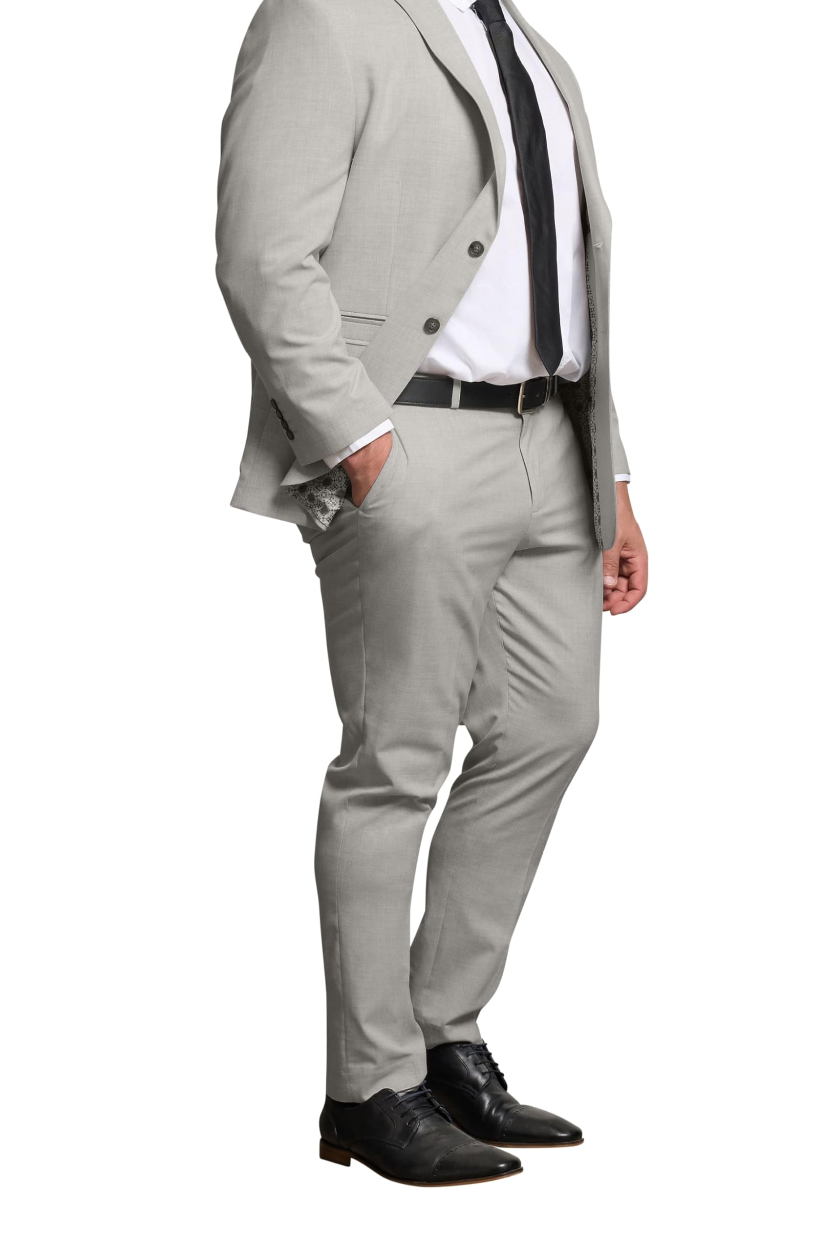 BadRhino Tailoring Big & Tall Plain Suit Trousers - Men's - Plus Size Curve Grey