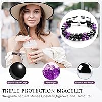 Vista 39 de Triple Protection Bracelet - for Protect & Balance - Energy Crystal Handmade Bracelets for Men Women Blue