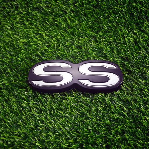 Image of 1Pc 1971 1972 Chevelle El Camino Super Sport SS Rear Bumper Emblem Letters with Hardware Replacement for SS (Silver Black)
