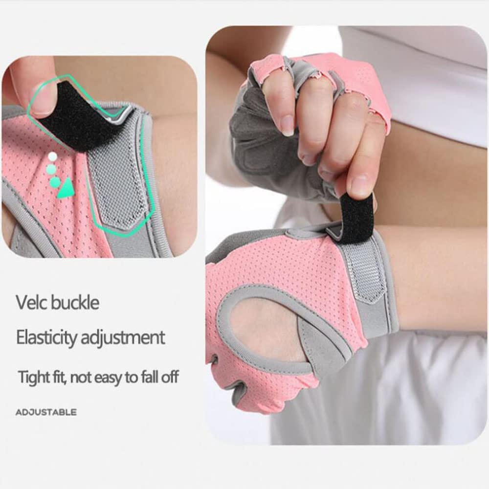 Guanti da Allenamento Senza Dita Guanti per Sollevamento Pesi per Uomini e Donne Supporto per Allenamento in Palestra Protezione Completa del Palmo,Rosa,M