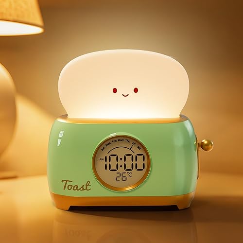 Reloj despertador para niños, lindo reloj despertador con luz nocturna para dormitorios, atenuación recargable, pequeño reloj de escritorio LED con