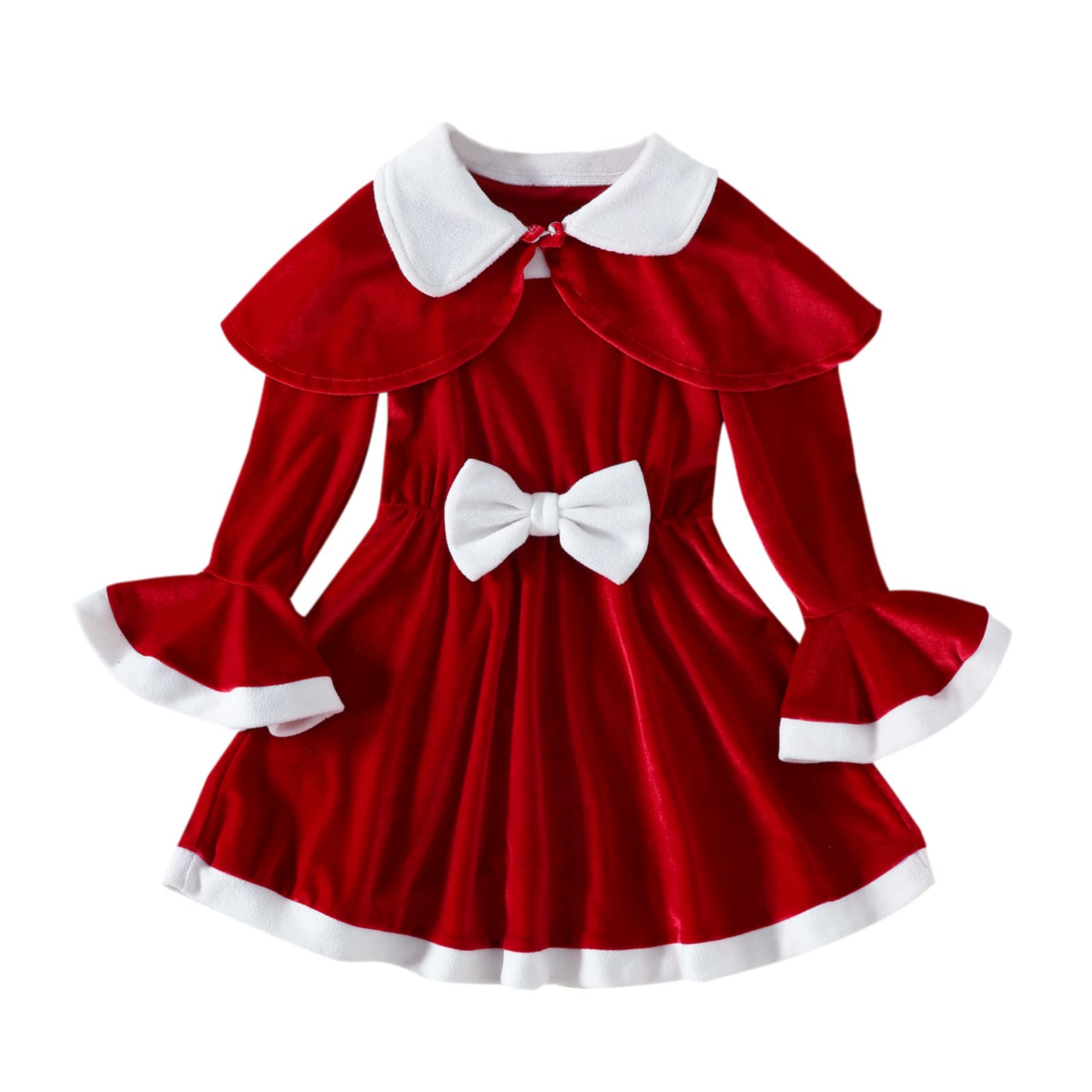 Toddler Baby Girl Velvet Christmas Dress with Hood Cape Santa Claus Dress Up Red Xmas Fall Winter A-line Skirt Outfits