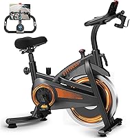 CURSOR FITNESS Silent Belt Drive Exercise Bike - 300 lbs Capacity, Adjustable Seat & Handlebar, LCD Monitor for Quiet Home Workouts