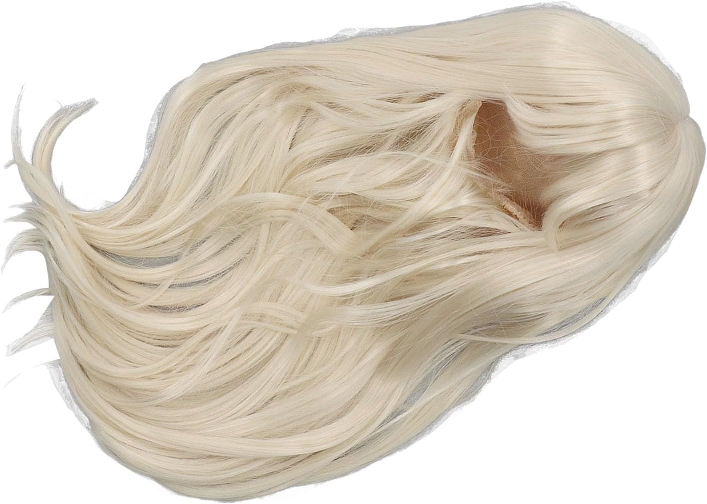 Asixxsix Doll Wig, Soft High Temperature Silk Long Wavy Wig with Comfortable Feel for Cotton Dolls 35-39cm Head Circumference (Milk Gold)