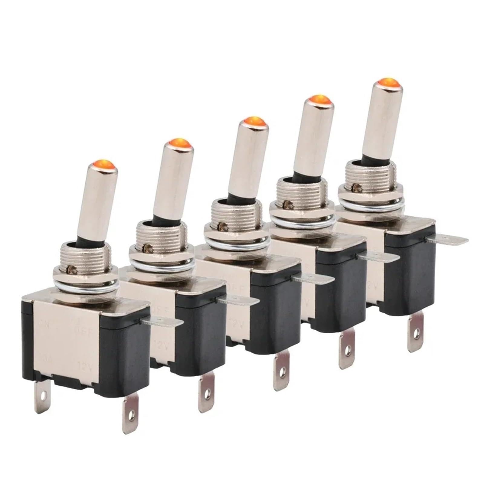 Interruptor Miniatura de Encendido/Apagado, Interruptor de Palanca LED de 12 V CC, Encendido/Apagado con Enganche, 20 A, 3 Pines, Multicolor, 5 Piezas, Coche Barco camión(Rosso)