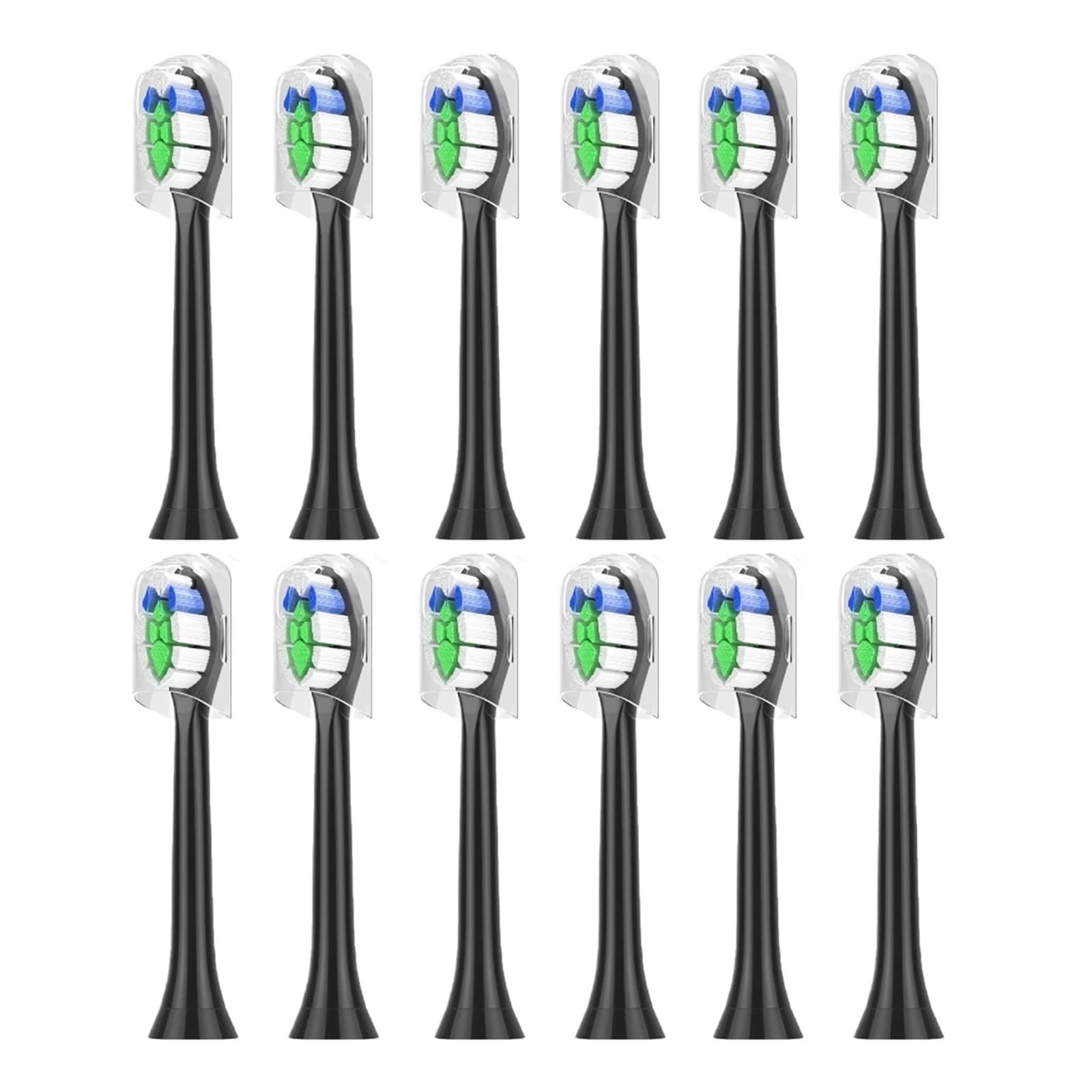 Ersatz-Zahnbürstenköpfe for elektrische Zahnbürsten | Kompatibel mit den Modellen 1100/2100/4100/5100(12pcs Black)