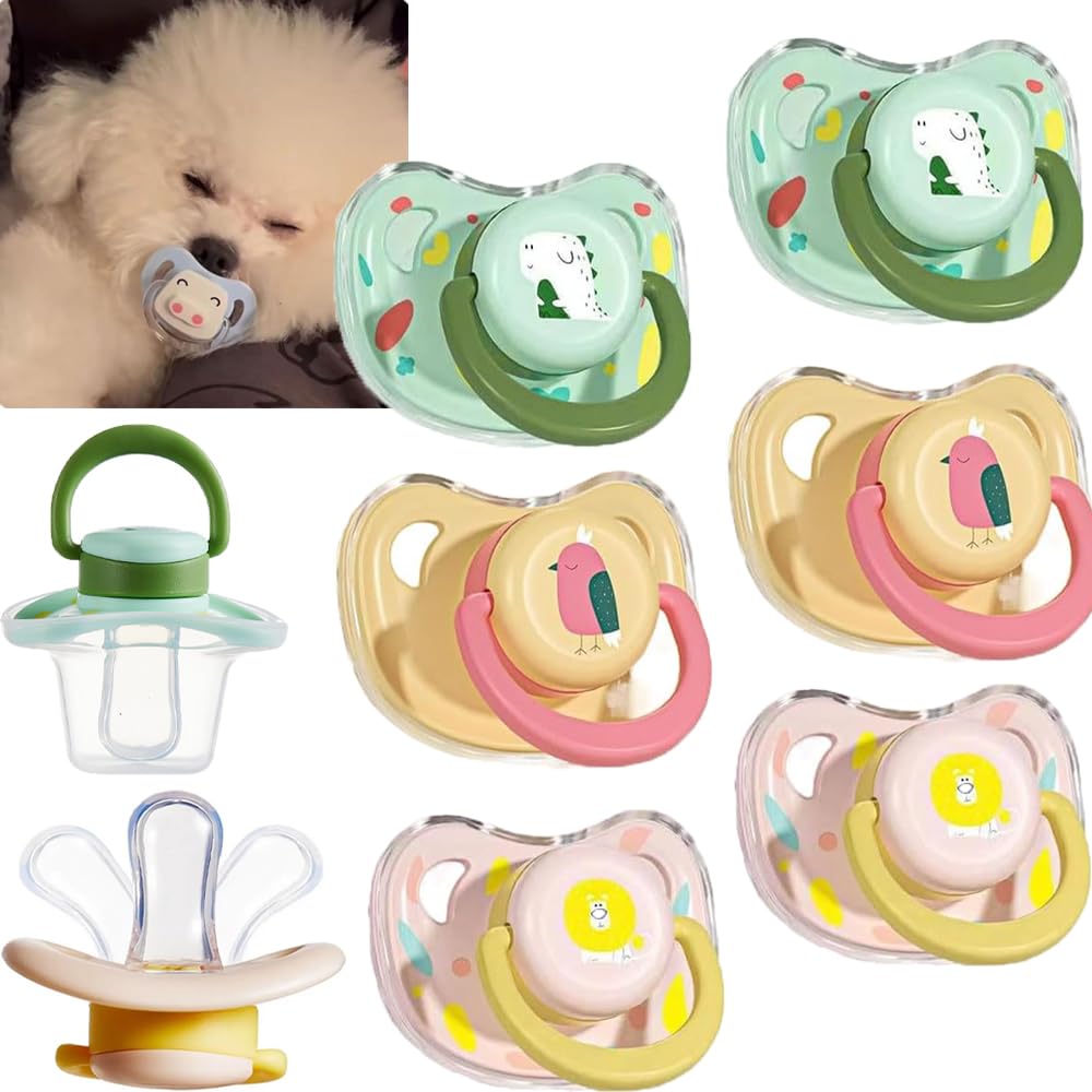 UIRPK 3/6/9pc Pet Dog Silicone Pacifier,Dog Pacifier,Dog Pacifier Chew Toy,Puppy Pacifier For Small Dogs,Cat Pacifier For Kittens,Chew Toys For Small Dogs,Dog Pacifier For Small Dogs (6PCS,L)