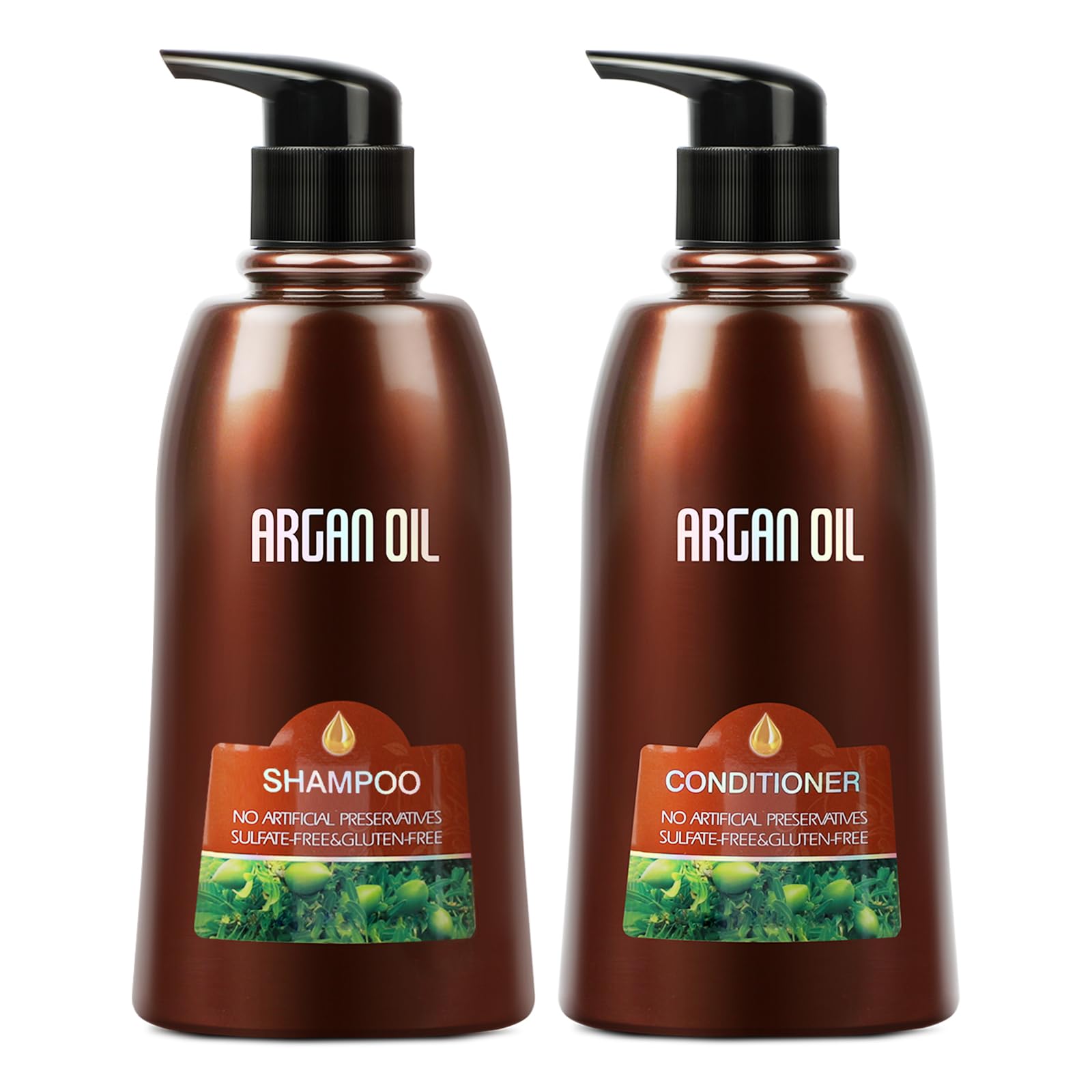 2 Pack Argan Oil Sulfate Free Shampoo and Condtioner Sets with Moisturizing Hair Mask for Dry Damaged,Color-Treated Frizzy Curly Hair,750ML*2