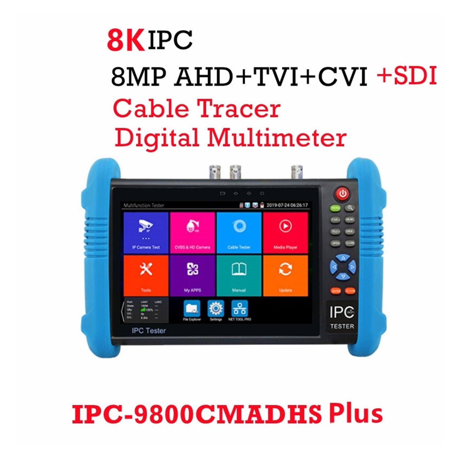 Tester per telecamere IP, Tester IPC 8K IPC9800PRO 7 "Telecamera CCTV 8MP AHD CVI TVI H.265 Tester Telecamera IP PTZ Tester For Cavi Ingresso VGA Tester CCTV Corpo piccolo, portatile e più facile da t