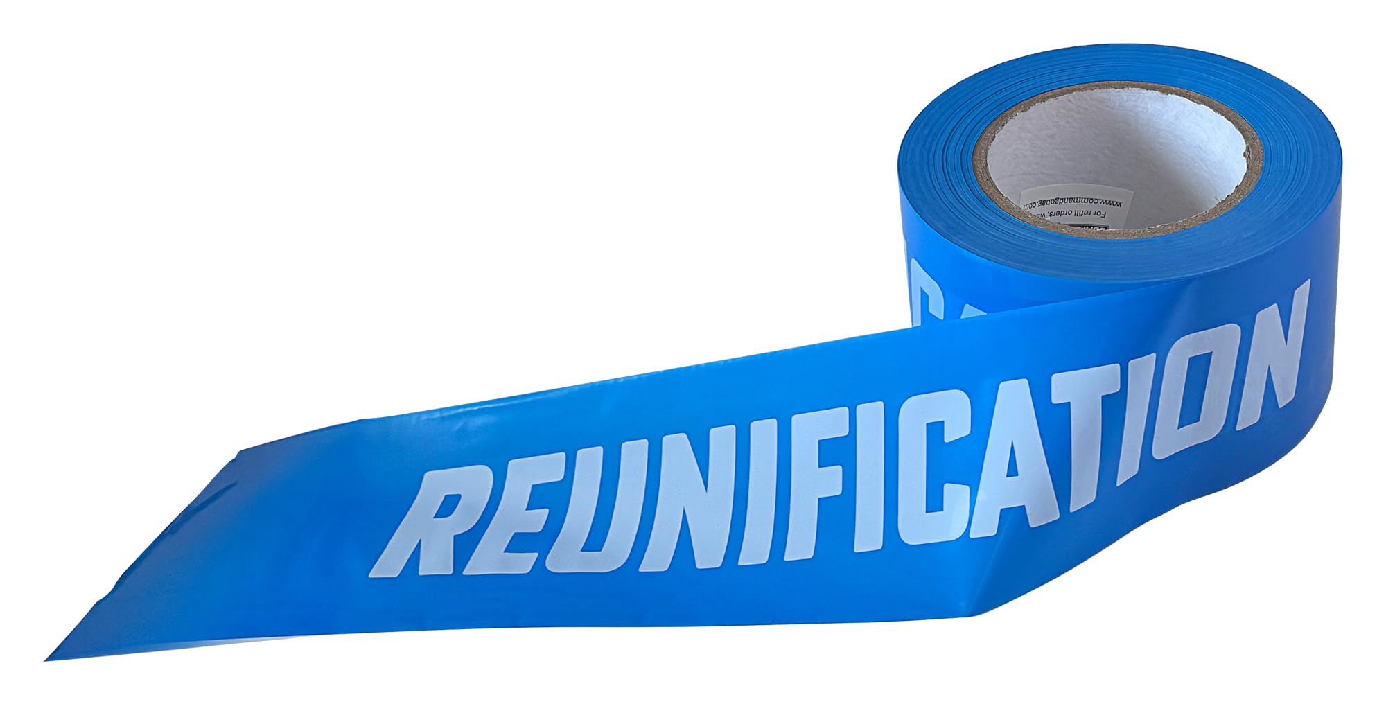 COMMAND GOBAG™ Reunification Boundary Tape, Caution Tape, Blue, 500’, Bold White Print for Reunification Crowd Control 1-Pack