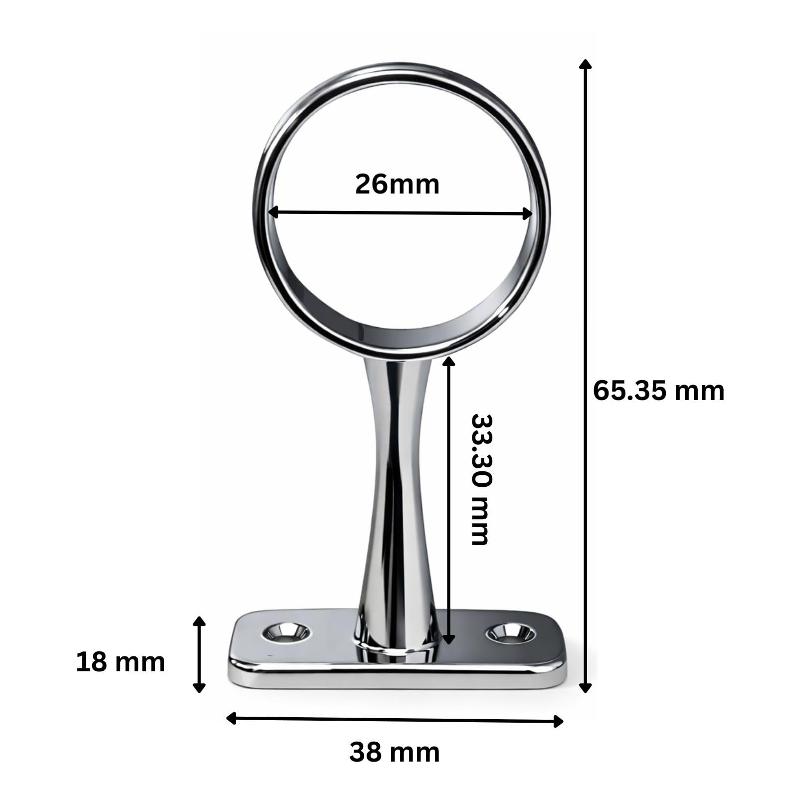 Soporte Central Cromado Para Armario: Zócalo Redondo De 25 Mm Ajustable (1 Unidad, Remi Tools)