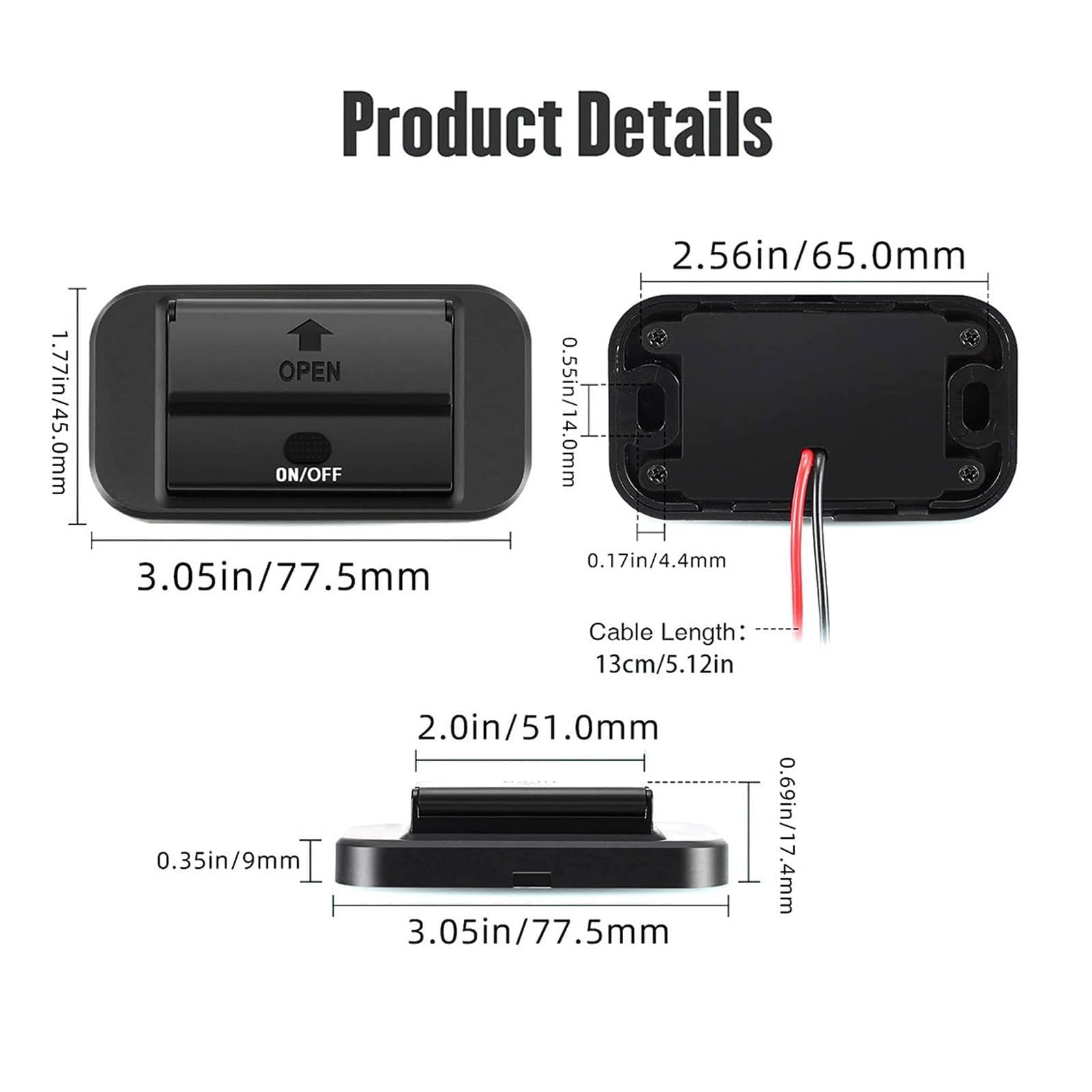 Presa USB 12V, 72W - Caricatore Triplo Porta con Ricarica Rapida Simultanea (2xQC3.0 + PD), Interruttore On/Off, Presa USB Integrabile per Auto 12-24V, Camion, Barche, Camper (2 Pezzi)