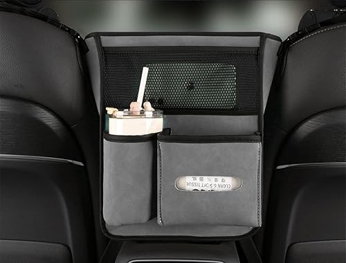 Organizador de respaldo de asiento de automóvil soporte de malla entre asientos bolsa de almacenamiento de gamuza de gran capacidad barrera de
