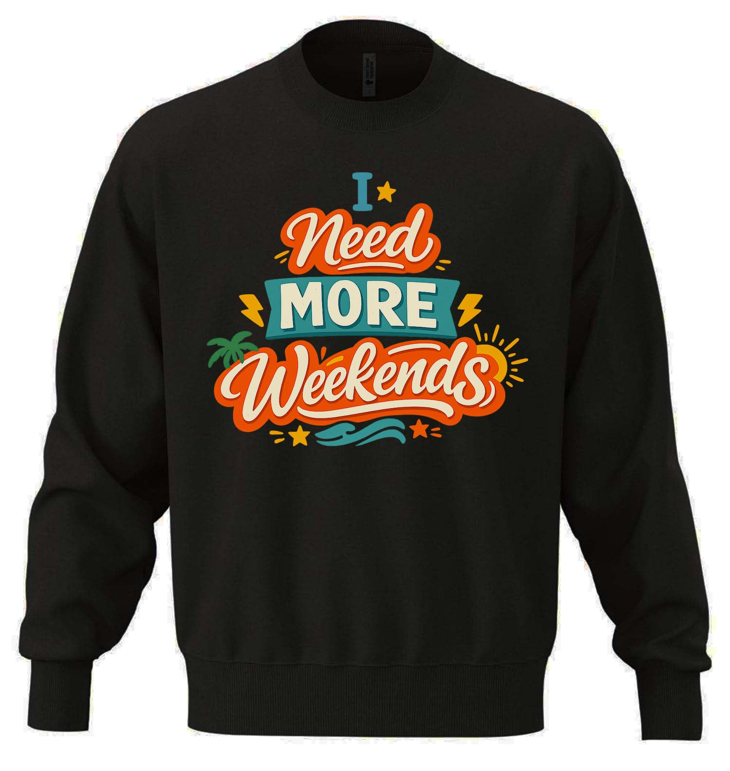 'Expressing Desire For More Weekends' bluza oversize mieszanka bawełny ciężka bluza czarna