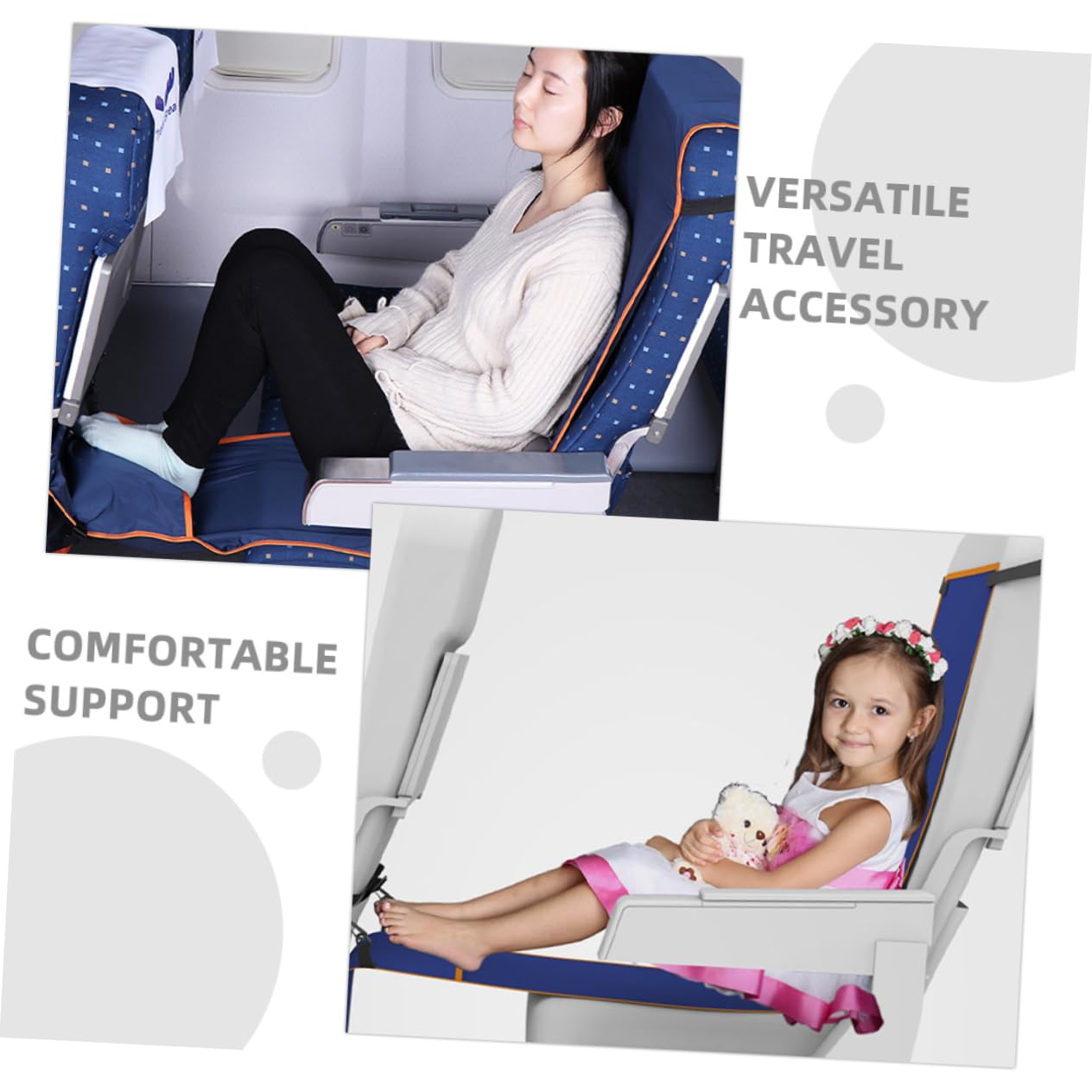 POPETPOP Poggiapiedi Da Viaggio Pieghevole e Leggero Hammock Per Gambe Per Sonno Confortevole Su Aereo Treno e Autobus Accessorio Per Lunghi Spostamenti