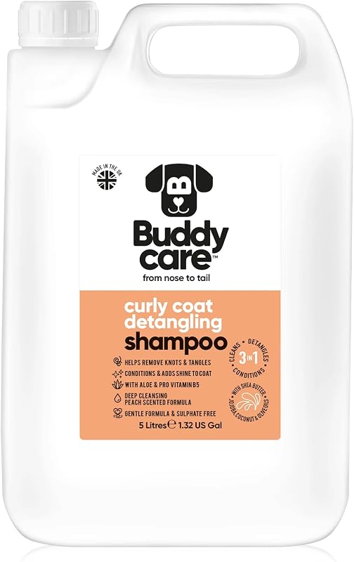 Shampoo para Cães de Pelagem Cacheada Buddycare com Aloe Vera e Pró-vitamina B5, Limpeza Profunda e Fragrância Refrescante, 5,1 kg