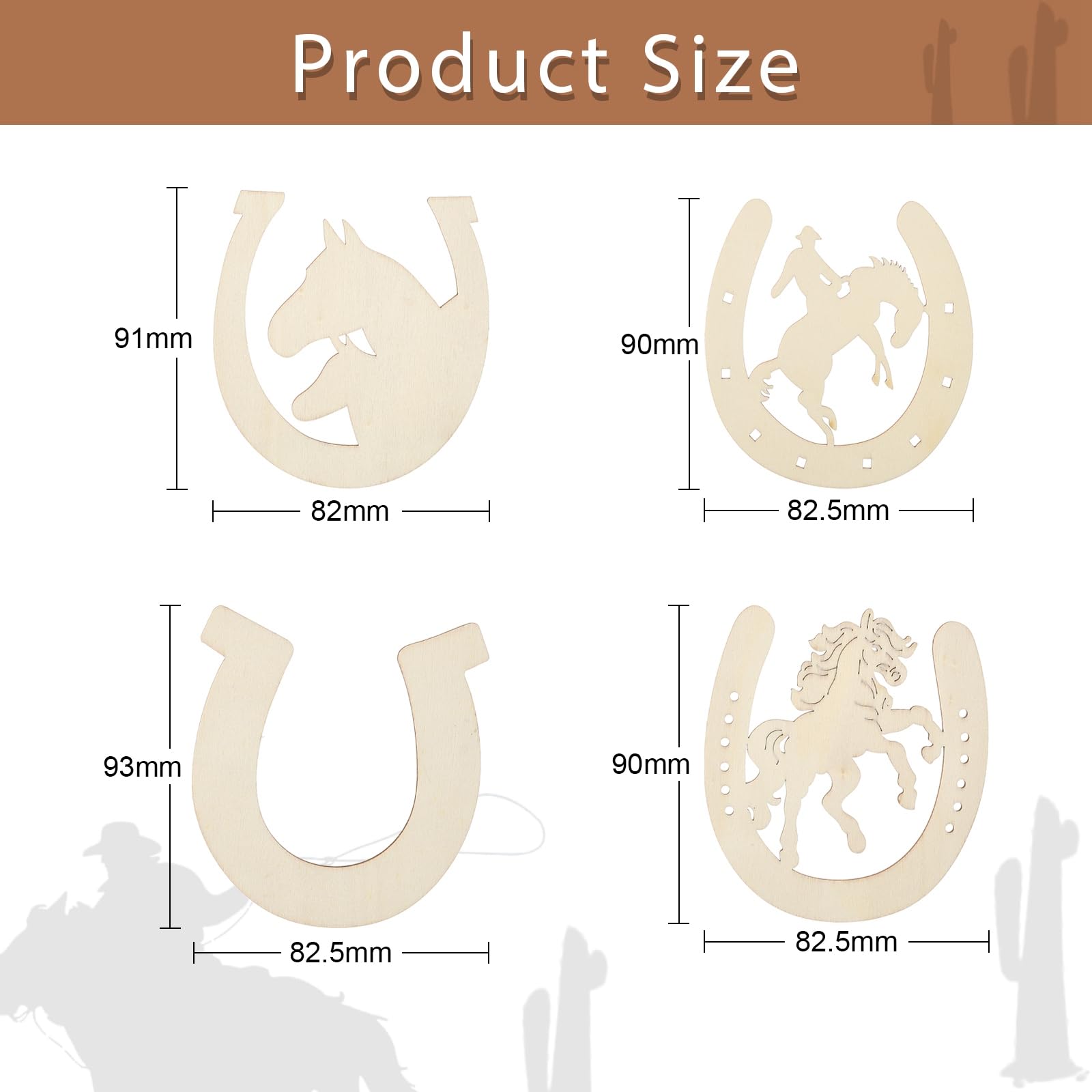 UR URLIFEHALL 48 Pcs Wooden Horseshoe Craft Unpainted Wood Horseshoe Cutouts Craft for Embellishments DIY Scrapbooking Card Gift Decoration - Image 2