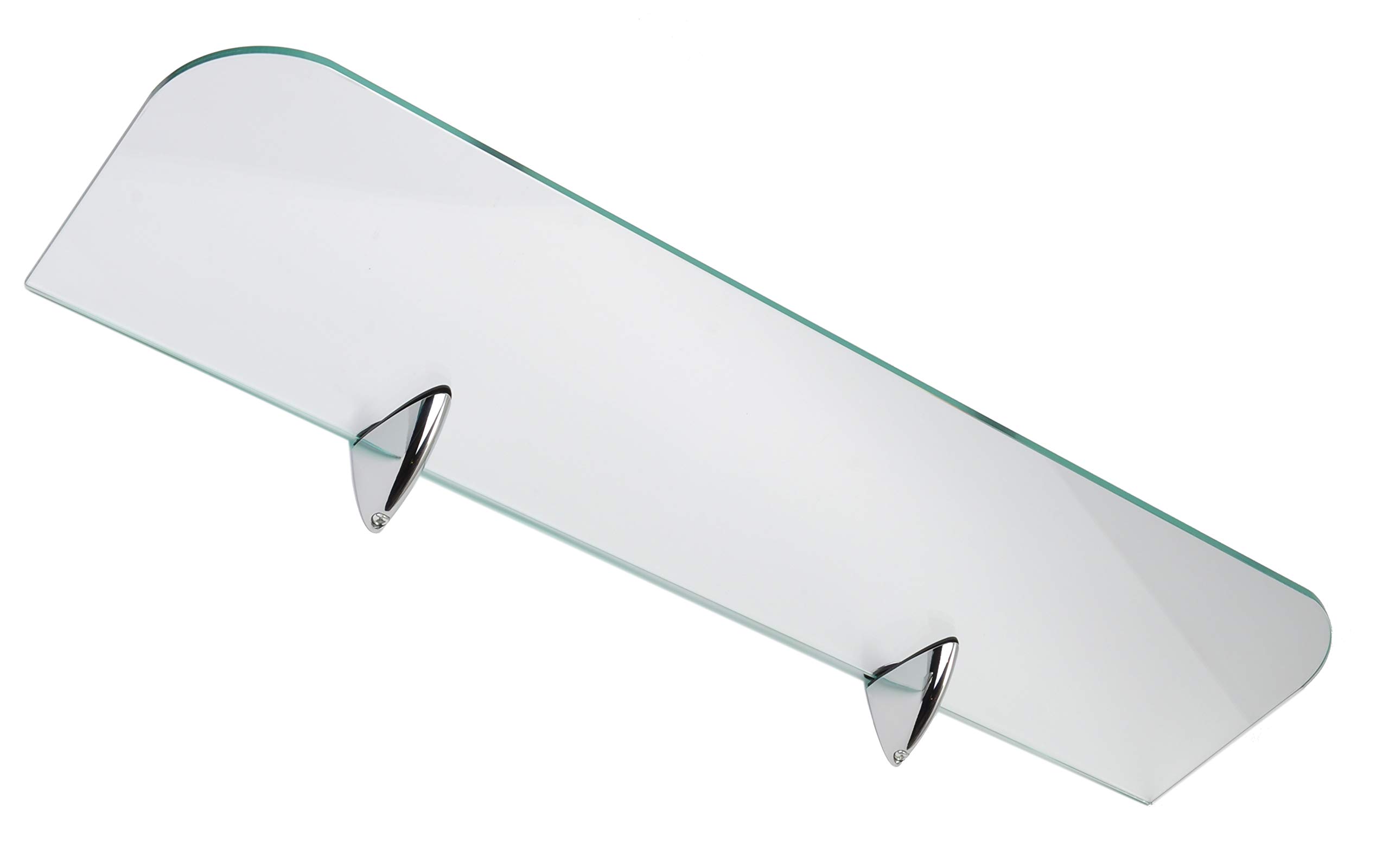 Estantes de Cristal endurecido de 6 mm de Grosor con Esquinas curvadas y Estante Grande con Acabado Cromado, soporta 600 mm y 500 mm (Aprox.), 2 estantes Transparentes., 600mm x 150mm