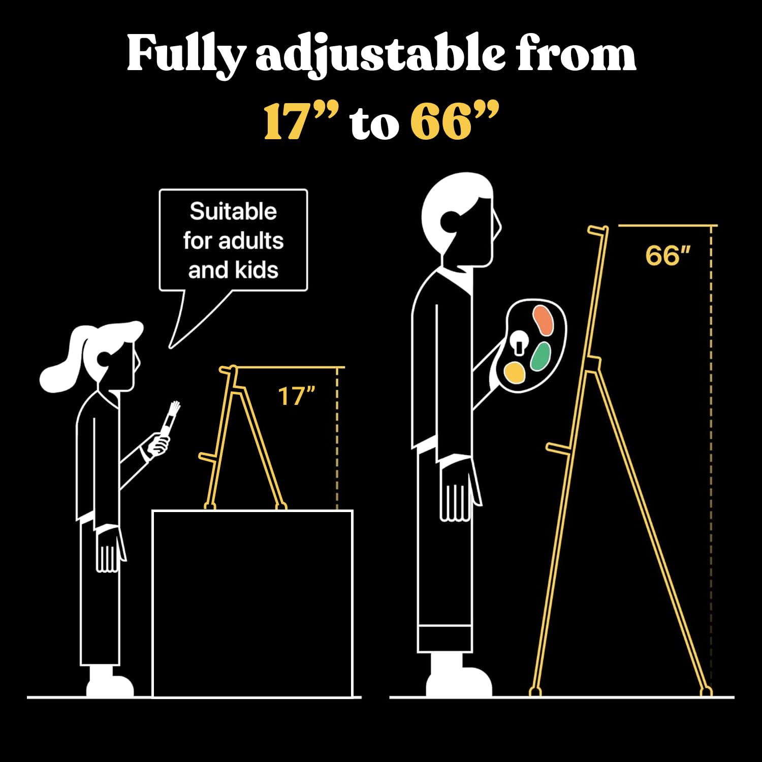 T-Sign 17 to 66 Inch Heavy Duty Easel Stand - Adjustable Metal Tripod Art Easel for Painting and Display Portable Canvas Stand with Carrying Bag for Artists Tabletop and Outdoor Use Black 1 P product thumbnail 4