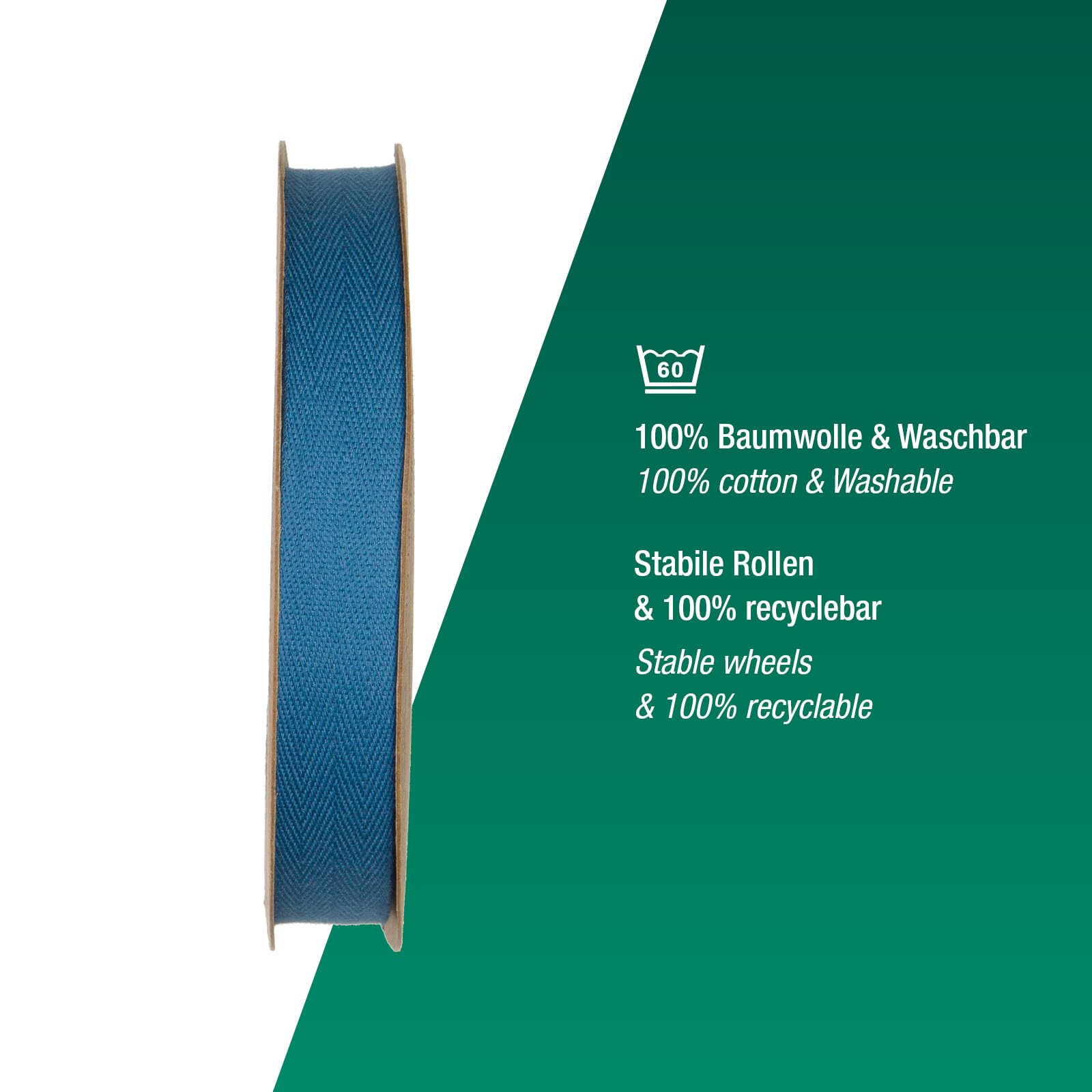 Halbach Seidenbänder Nastro di cotone, 20 mm x 20 m, 100% cotone, per fai da te, al metro, per decorazioni, fai da te, per lavori di cucito, colore: verde abete