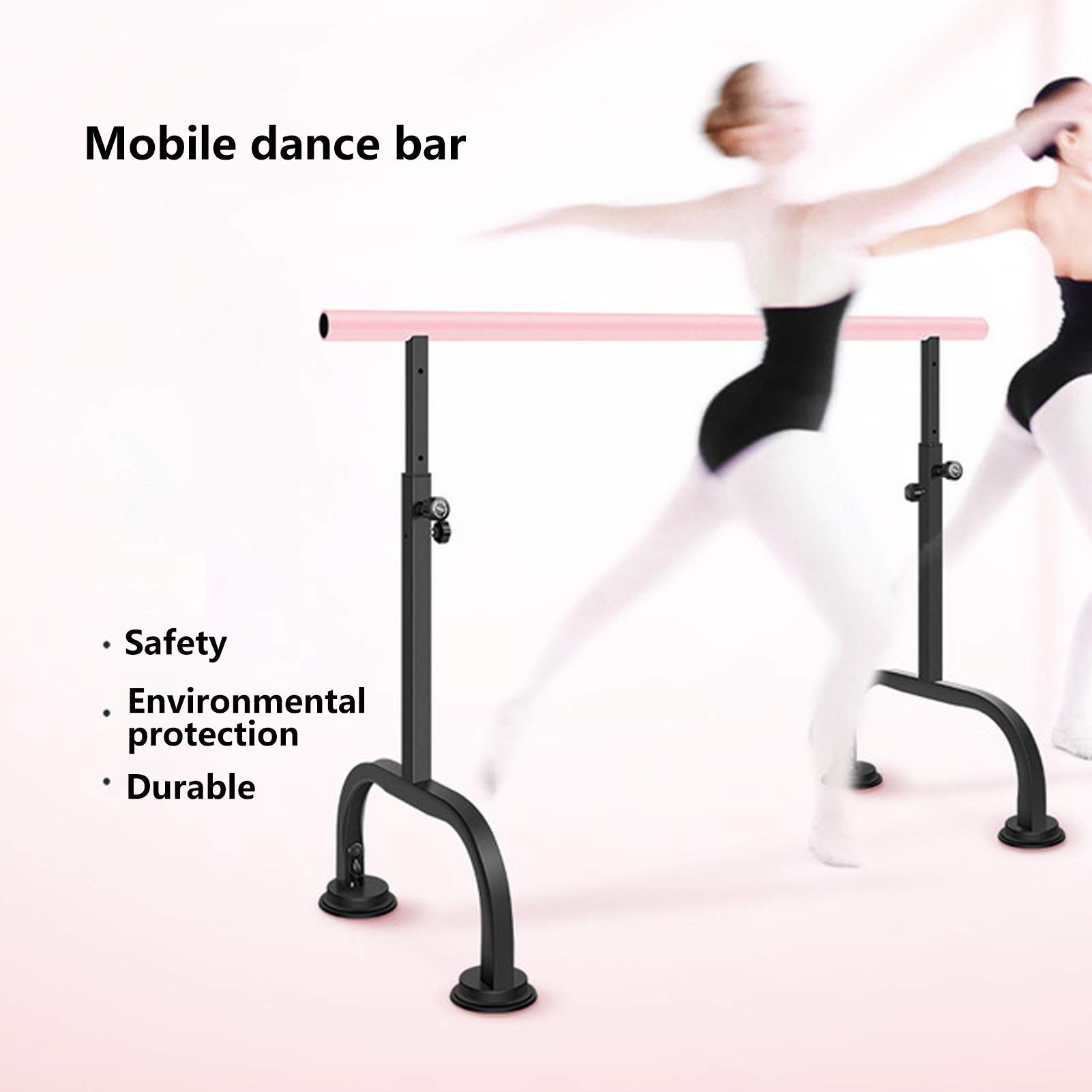 Ballettstange, tragbare Ballett-Trainingsstange, höhenverstellbare, unabhängige, leichte Tanzübungsstange mit Saugnapf,Pink-4 m
