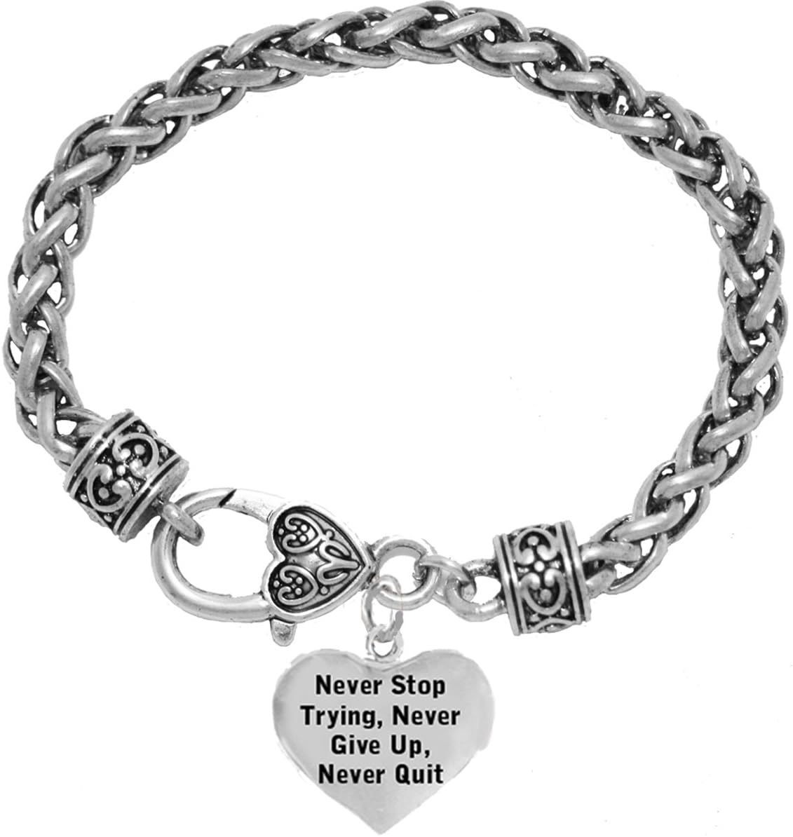 Cardinali Jewelry Never Stop Trying, Never Give Up, Never Quit, Safe-Hypoallergenic, Nickel, Lead, and Poisonous Cadmium Free