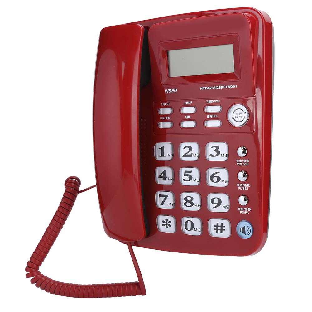 Telefono Vivavoce Fisso, Selezione Rapida a Due Tasti Telefono Aziendale Semplice e Conveniente a Risparmio Energetico per Office Home Hotel(Rosso)