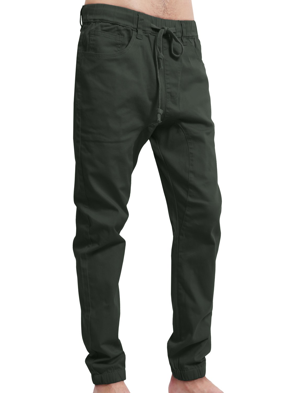 NE PEOPLE Men’s Joggers Pants – Casual Lightweight Comfy Harem Slim Fit Adjustable Elastic Waist Pockets Sweatpants NEMP08 Olive M