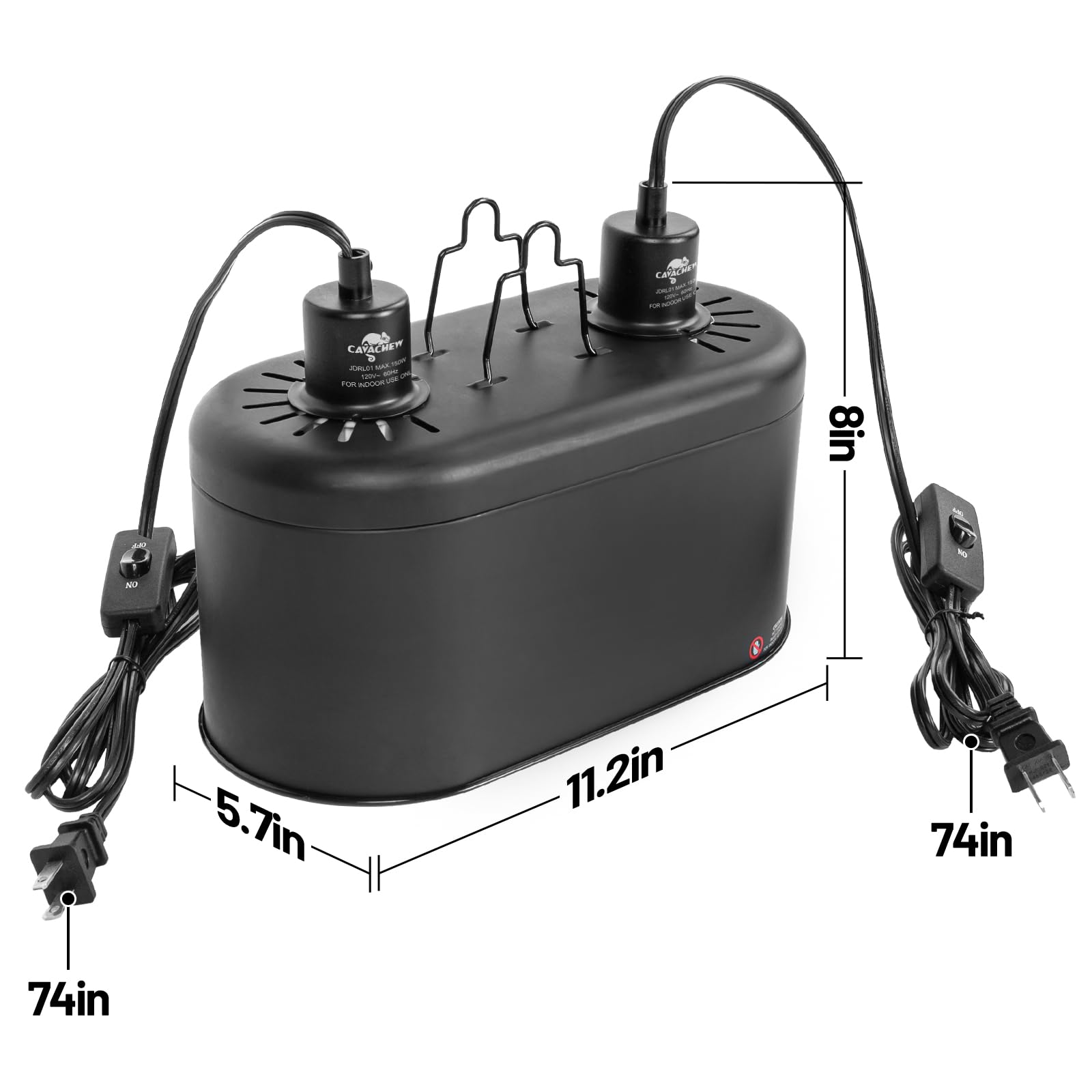 Dual Reptile Light Fixture with Separate Switches, 11.2in Double Dome Light Fixtures for Reptile Heat Lamp, Max 150W, Terrarium Habitat UVB Light Fixture for Reptiles Amphibians - image 6