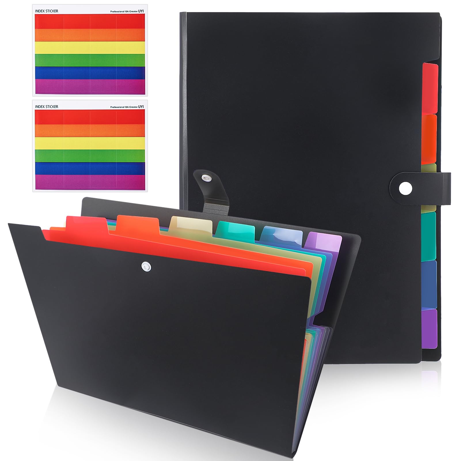 Candcamp A4 Expanding File Folder 2 Pack, 7 Pocket Document Organiser with Sticky Labels