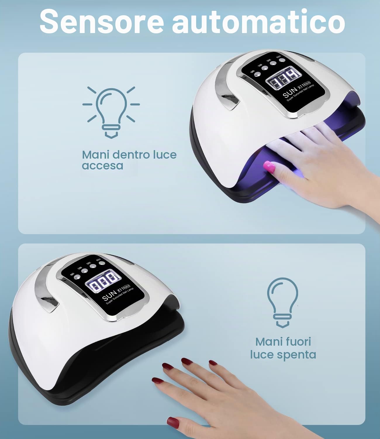 Lampada UV LED Unghie, 280W Professionale 66 sfere di lampada a LEDs, Semipermanente Curare Rapidamente Pedicure Fornetto per Tutti i Smalti, Automatico Sensore per Manicure a Casa e in Salone