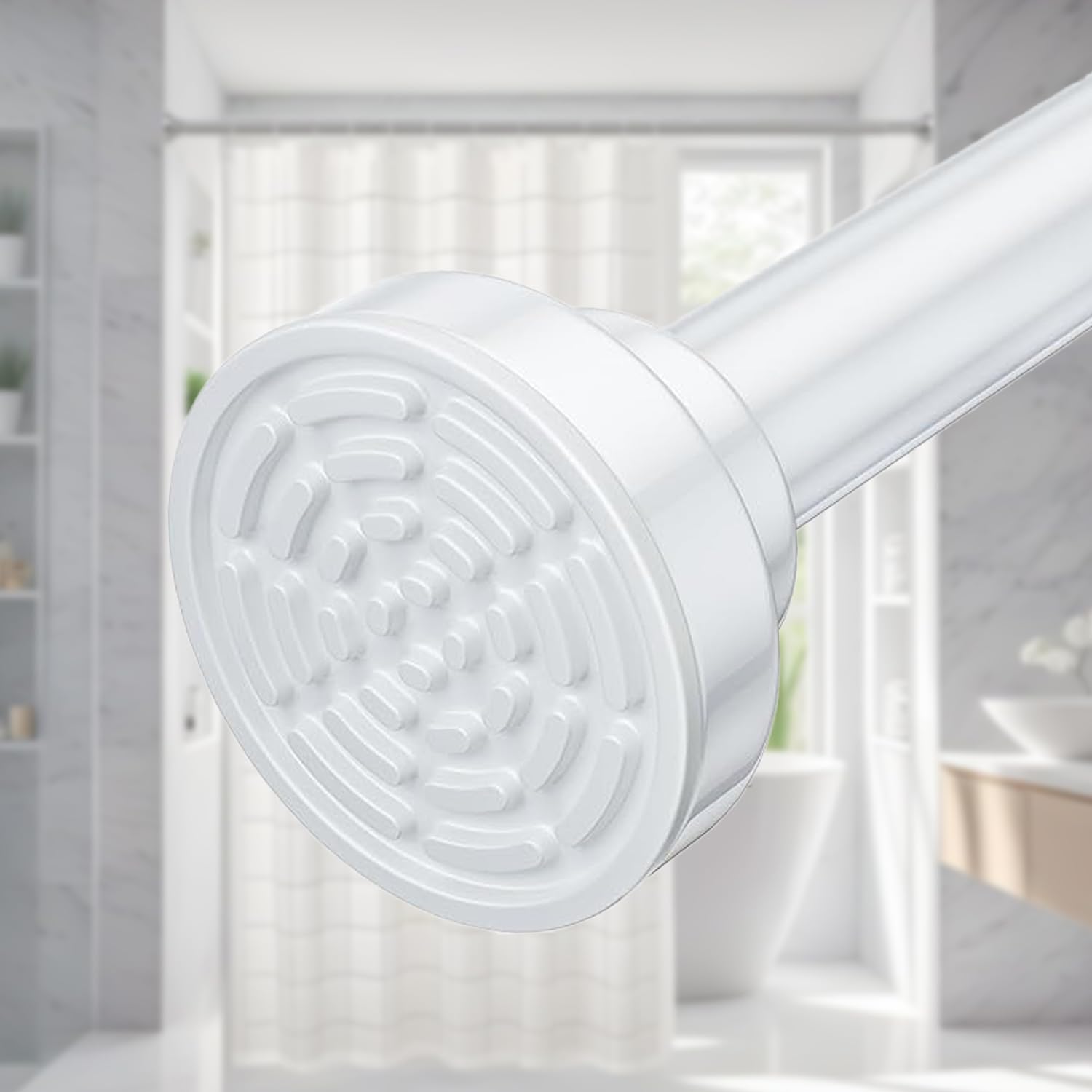 SITTELLA® (155Cm To 290Cm) Extendable Shower Curtain Tension Rod Non-Drilling Anti-Skid Spring Pull Rod - Stainless Steel, White-image-28