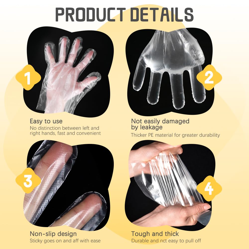 100 Guanti In Plastica Trasparenti USA E Getta – Monouso Per Cucina E Pulizie, Taglia Unica - 4