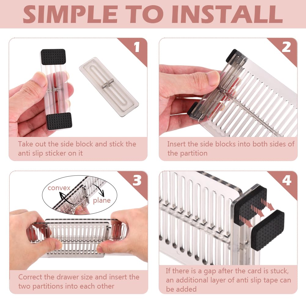 Schubladenteiler, 25,4–50,8 cm, verstellbare Schubladen-Organizer-Trennwände, ausziehbare Kunststoff-Schubladentrenner, Schrank-Organizer für Küche, Schlafzimmer, Büro, Schreibtischschublade,