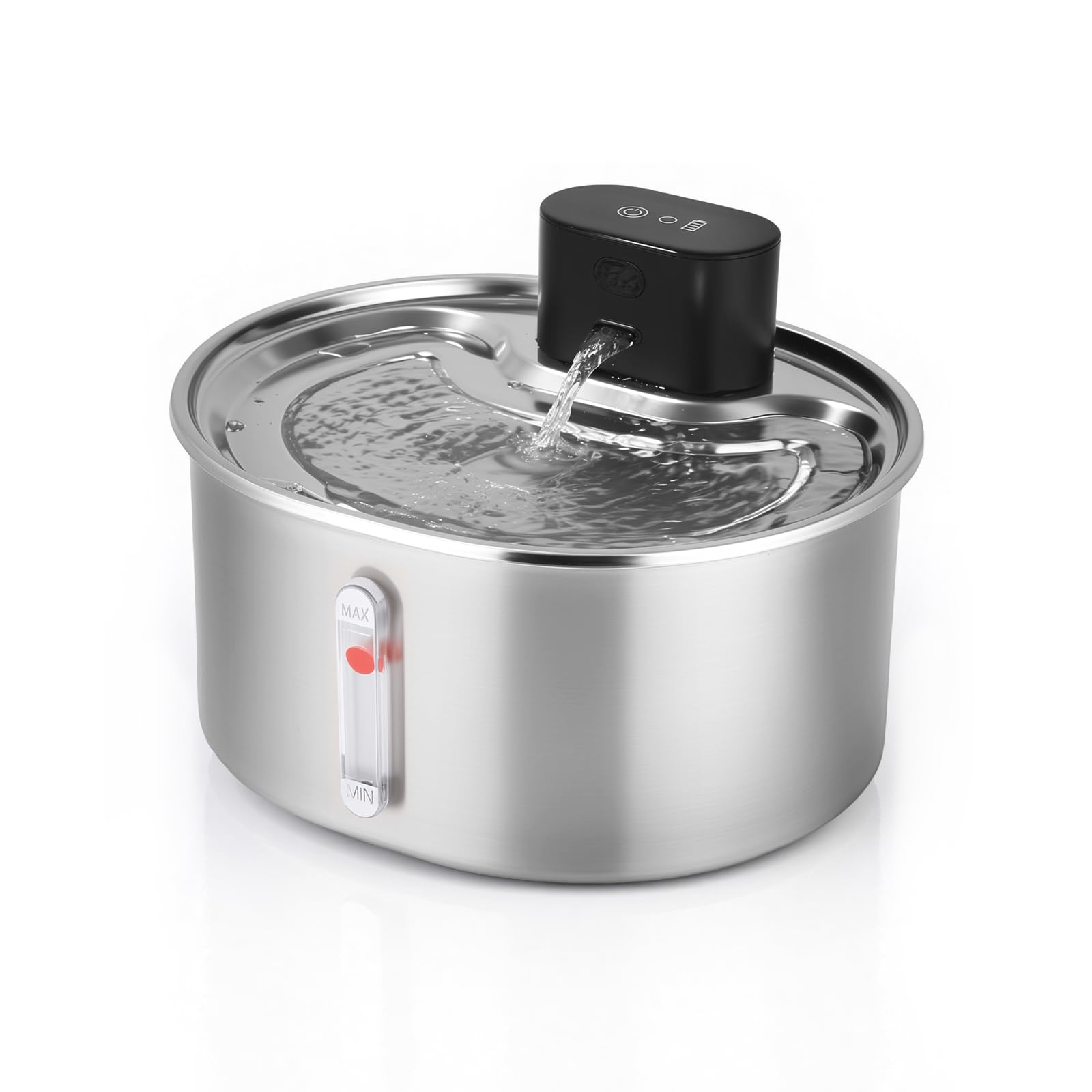 Fuente para Gatos sin Cable Inoxidable, Fuente Gatos con Sensor de Movimiento, 3.2L Bebedero Gatos Automatico, Ultrasilencioso, 5000mAh Bateria, con Protección contra Secado