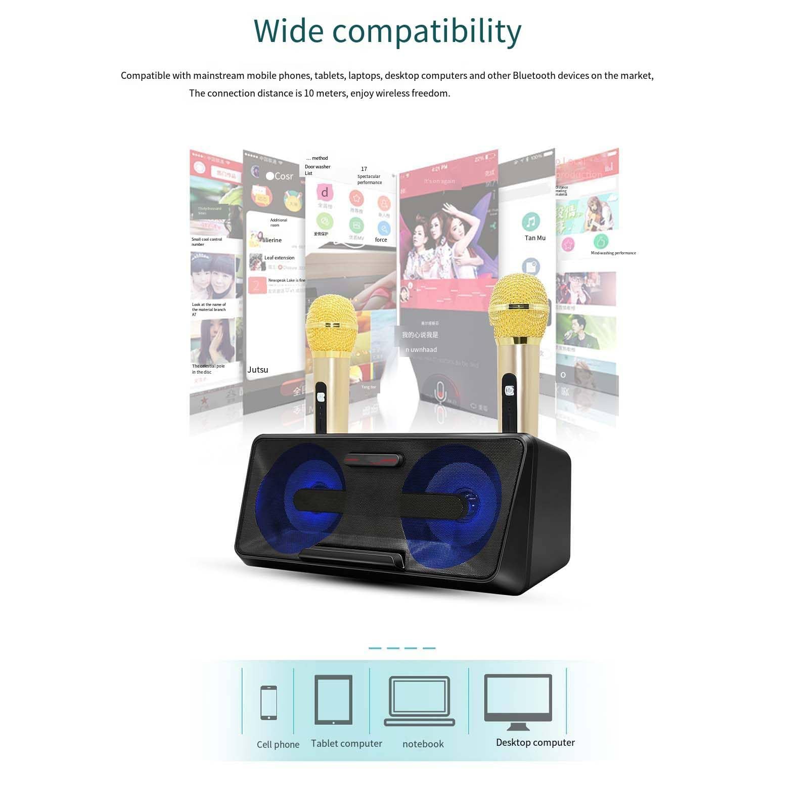 Urządzenie do karaoke Mikrofon bezprzewodowy Bluetooth Audio Zewnętrzny przenośny telefon komórkowy Ktv One Telewizor Domowy chór,A